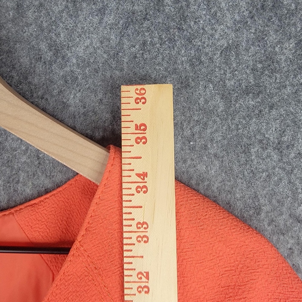 Trina Turk Dress Womens 0 Coral Odelia 3/4 Split Sleeve Textured Crepe Shift - Picture 12 of 13